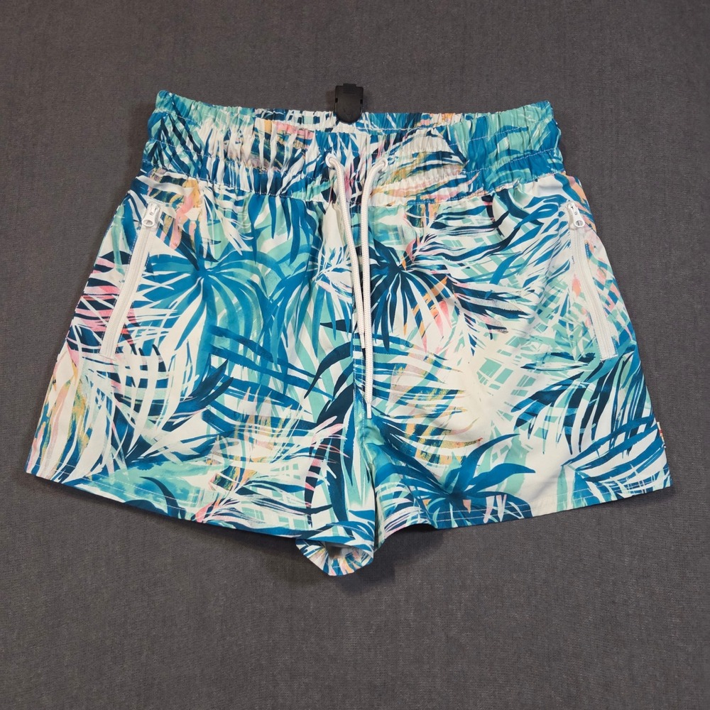 Ocean Pacific Board Shorts Womens Small Blue Tropical Palm Print Swim Trunks